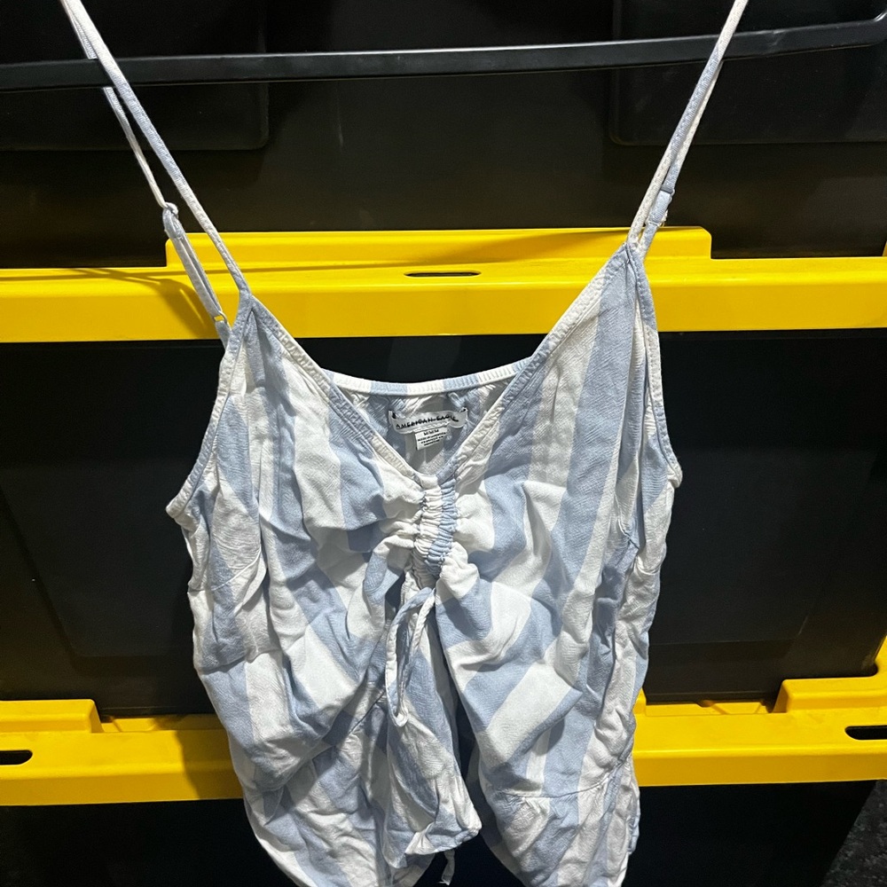 American Eagle Outfitters Light Blue and White Striped Cami